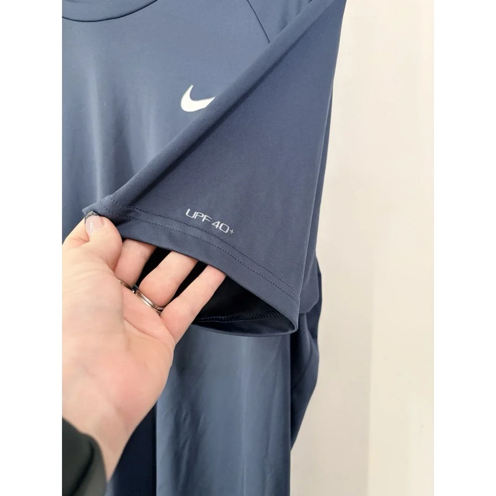 Nike Swim Dri-FIT UPF 40+ Swim Shirt Men's XL Blue Rash Guard Short Sleeve